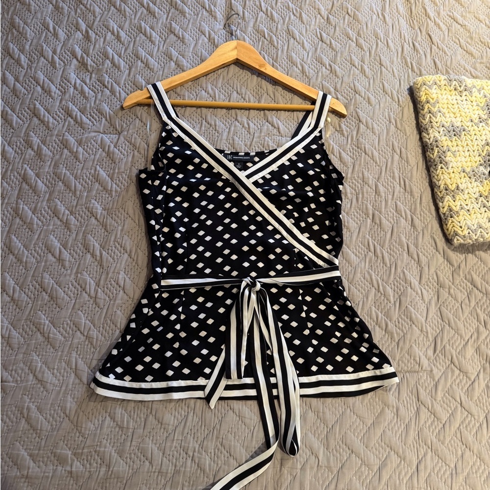 INC Black and White Geometric Tank Top